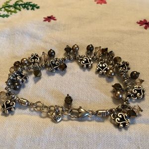 Brighton bracelet silver hearts beads crystals